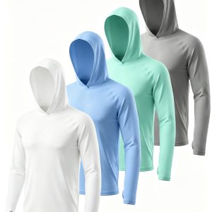 4 Pack Men's Long Sleeve UPF 50+ Sun Shirts Athletic Fishing Hoodie