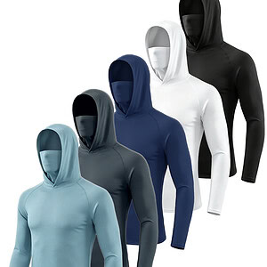 5 Pack Long Sleeve Hoodies with Face Mask for Men Athletic Fishing Shirts
